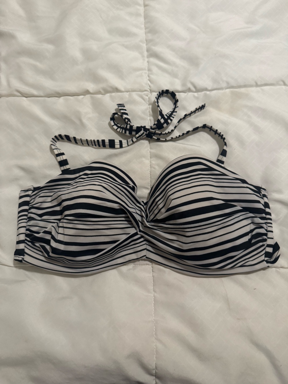 Victoria's Secret Black and White Striped Bandeau Underwire Swim Top